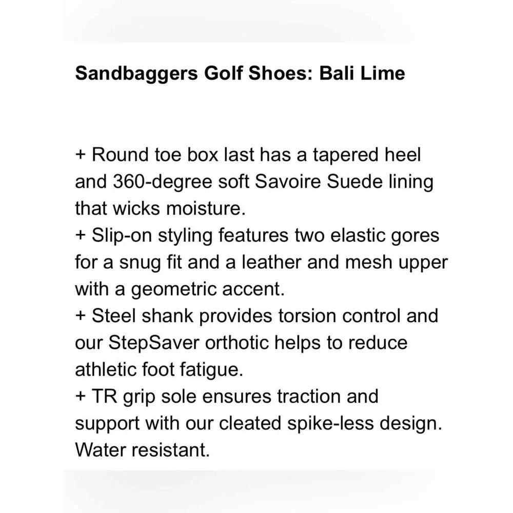 Sandbaggers Bali Women's Slip-On Golf Lime Green/White Golf Shoes 8.5